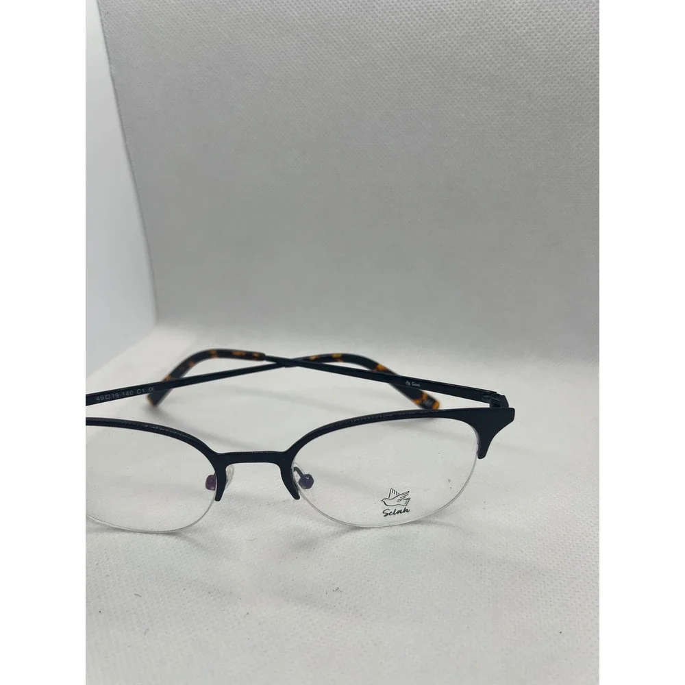 Selah‎ Cat Eye Semi Rimless Eyeglasses Black Tortoise 49-19-140 C1 Frames